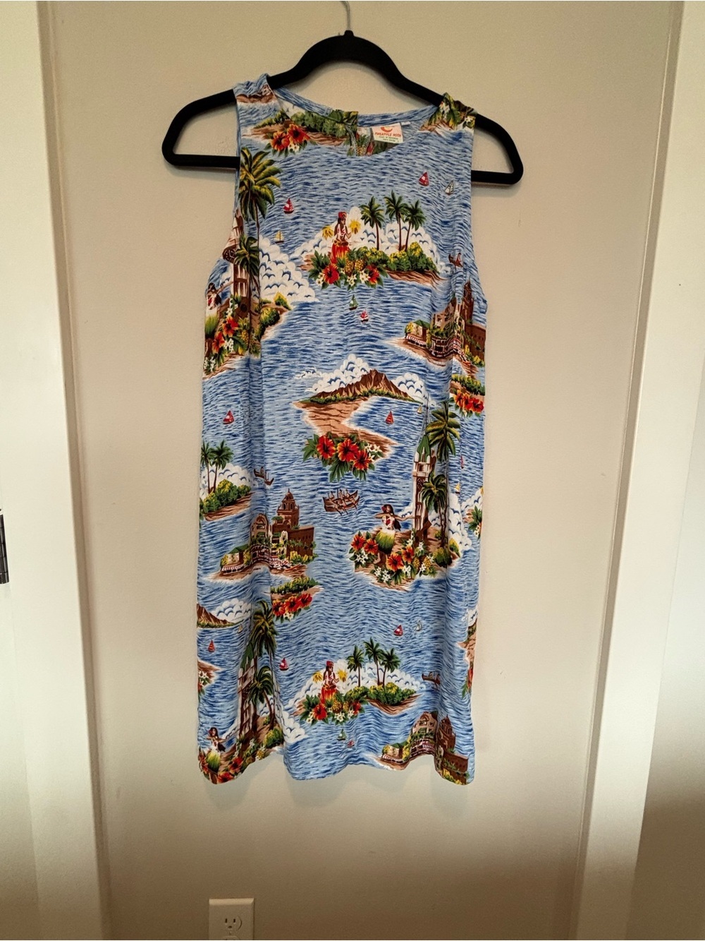 Pineapple Moon Light Blue Tropical Print Top